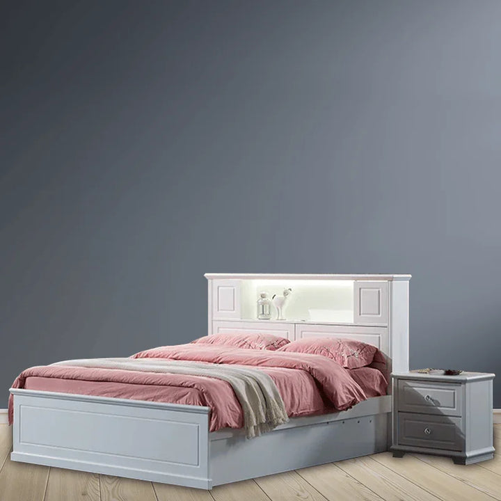 Vinci Ivory White Queen Bed Frame - DLB Furniture