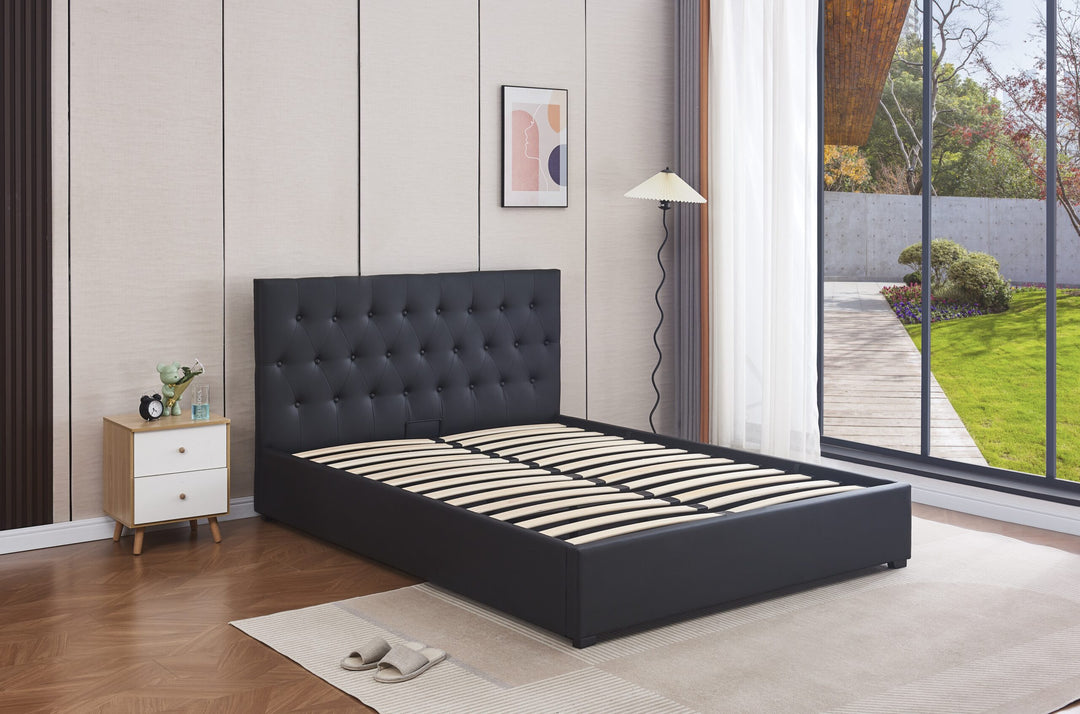 Fewa PU Leather Double Gas Lift Storage Bed Frame