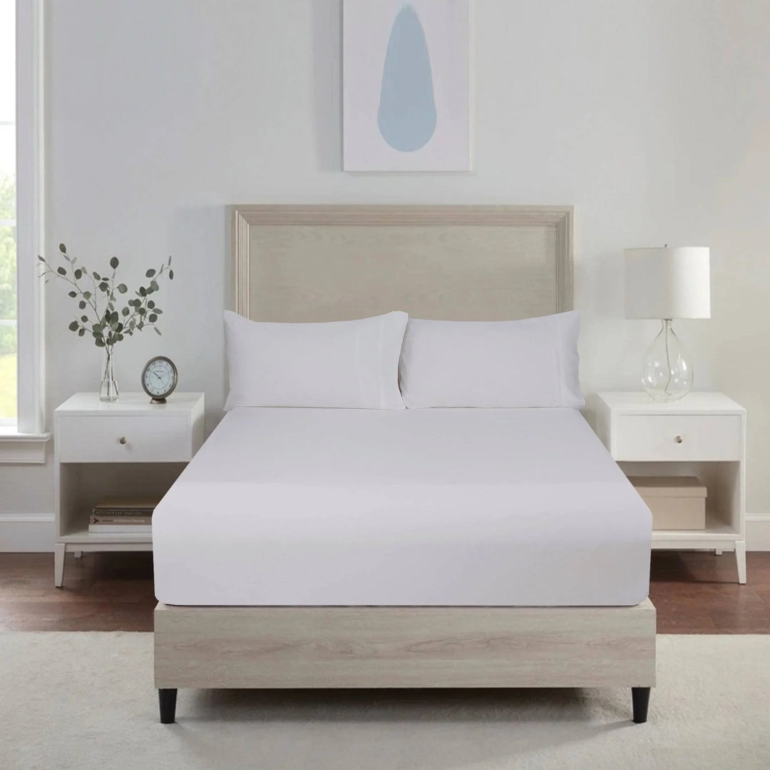 TENCEL™ 100% Lyocell Fibre Fitted Sheet White Queen - DLB Furniture