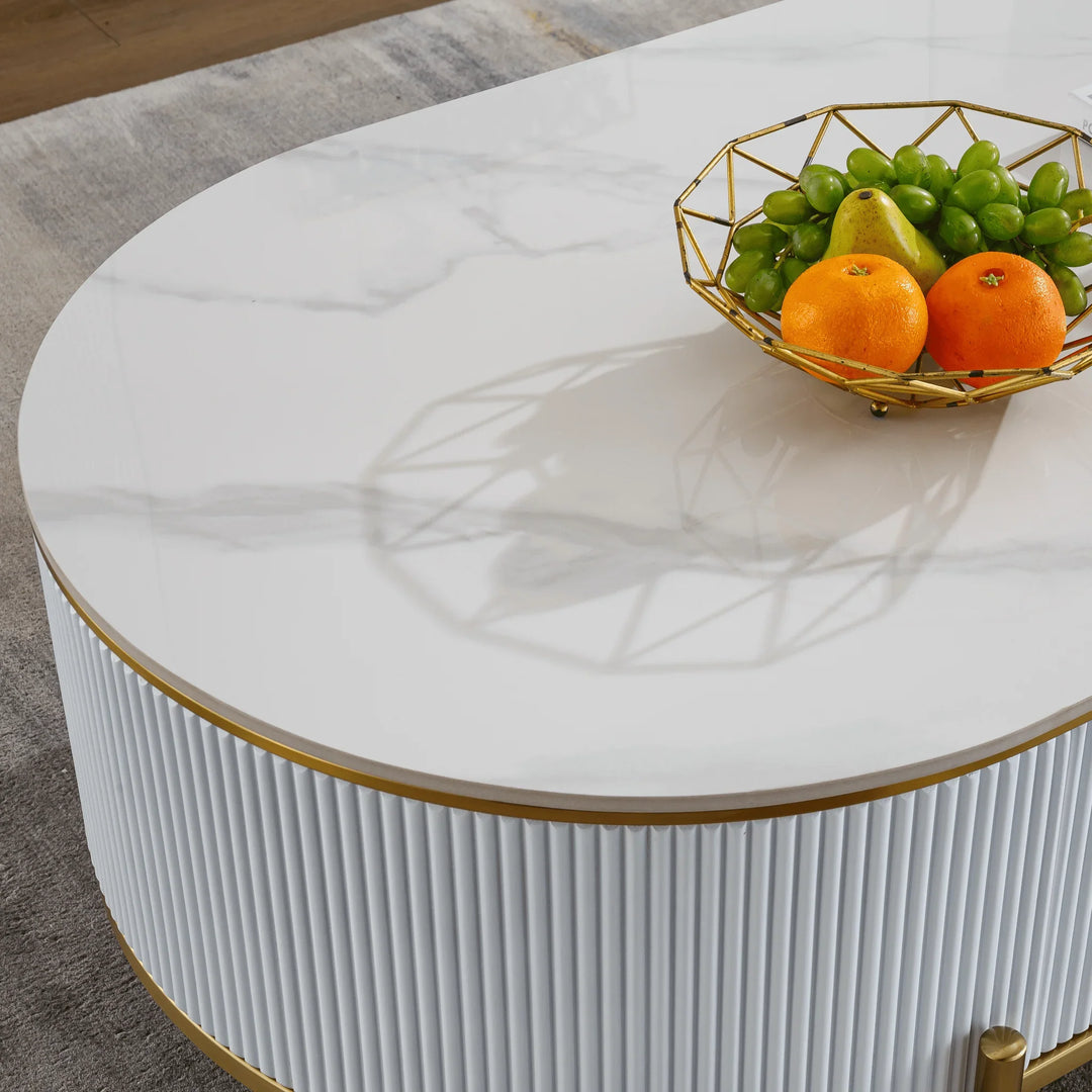 Phoebe Stone Top Oval Coffee Table - DLB Furniture