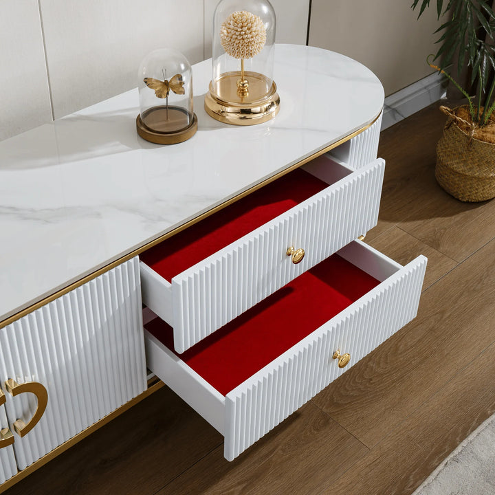 Glossy White Phoebe Sintered Stone Top TV unit 45 cm width - DLB Furniture