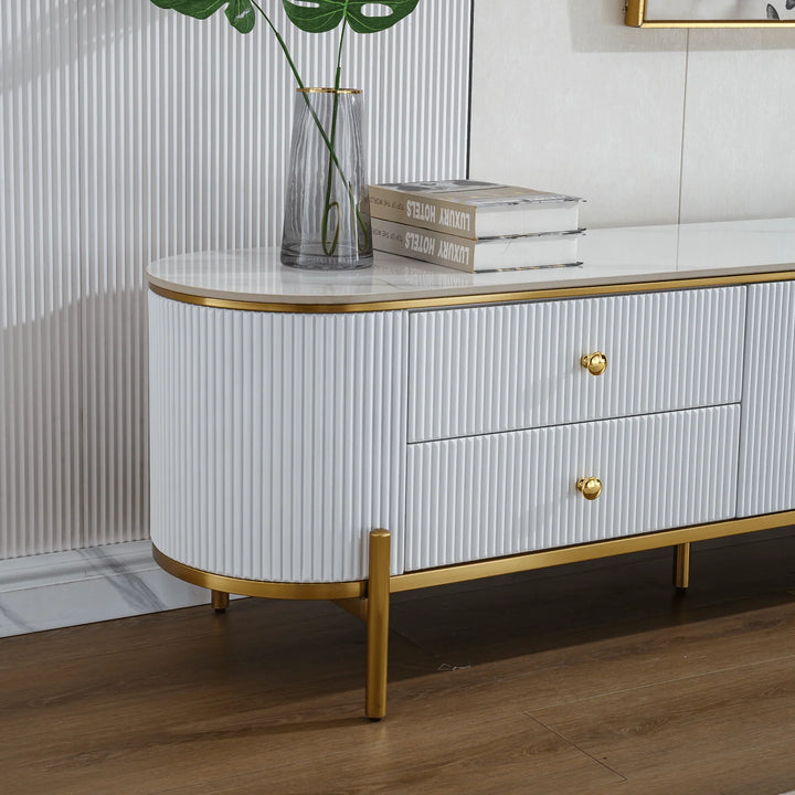 Glossy White Phoebe Sintered Stone Top TV unit 45 cm width - DLB Furniture