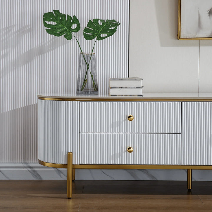 Glossy White Phoebe Sintered Stone Top TV unit 45 cm width - DLB Furniture