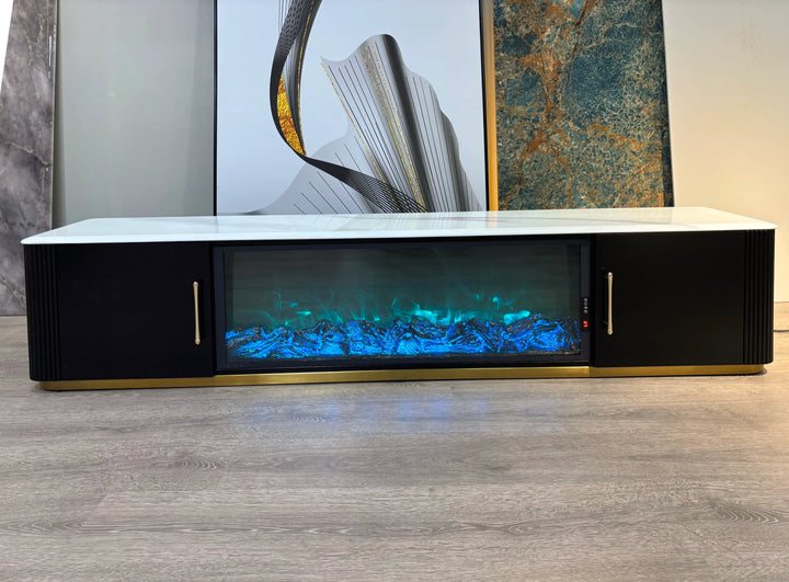 Arcadia Luxury LED Fireplace TV unit super crystalline stone - DLB Furniture