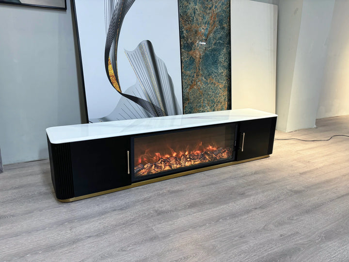 Arcadia Luxury LED Fireplace TV unit super crystalline stone - DLB Furniture