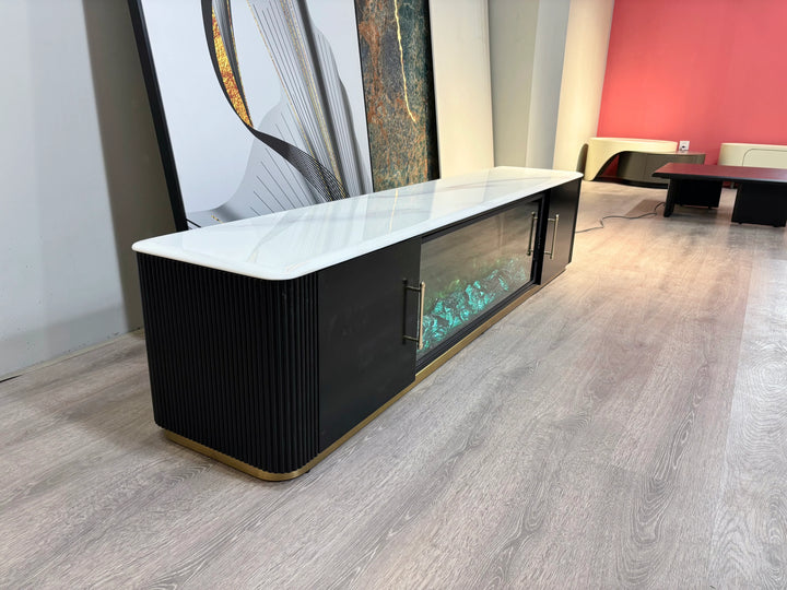 Arcadia Luxury LED Fireplace TV unit super crystalline stone - DLB Furniture
