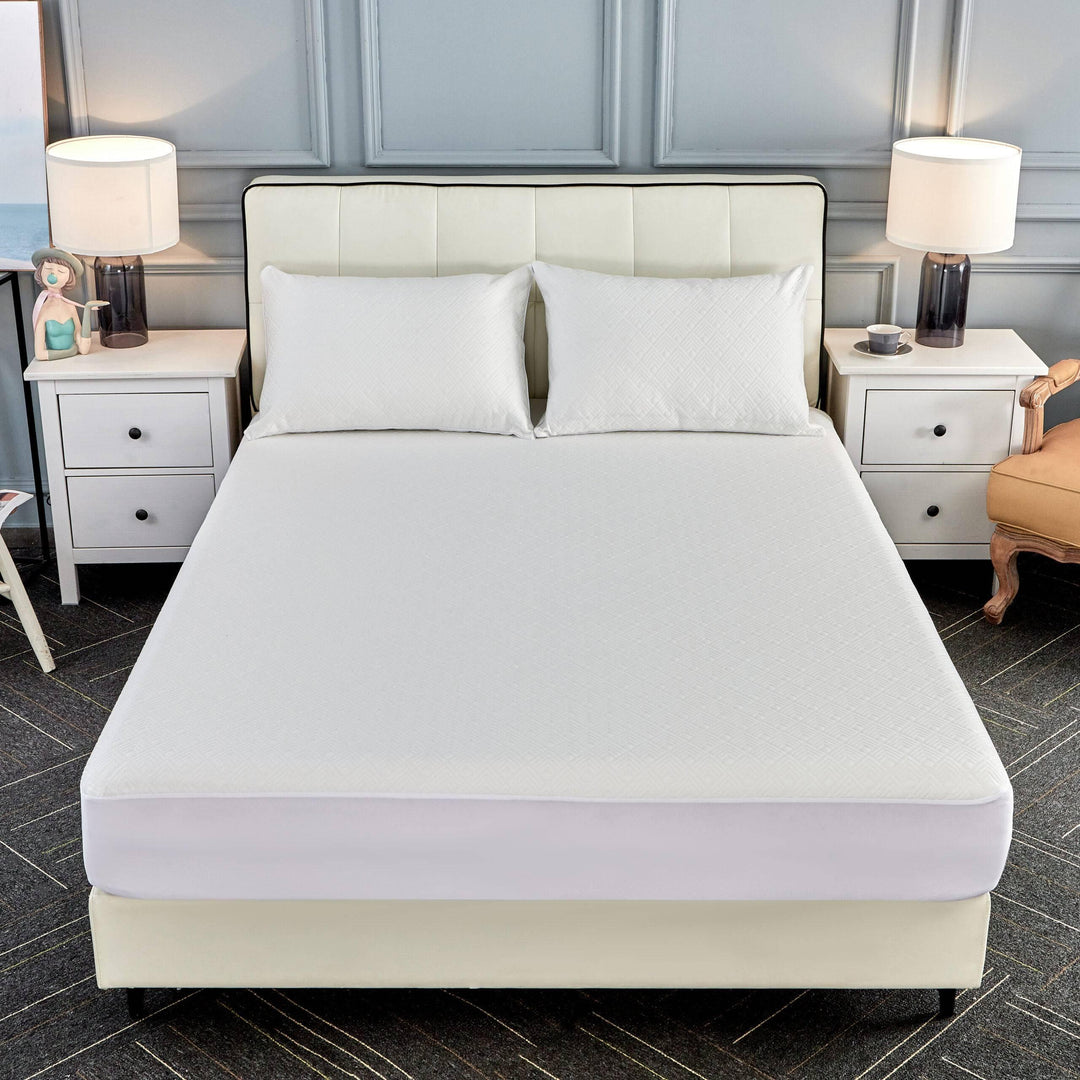 King Waterproof Mattress Protector in White Tencel Fabric - DLB Furniture