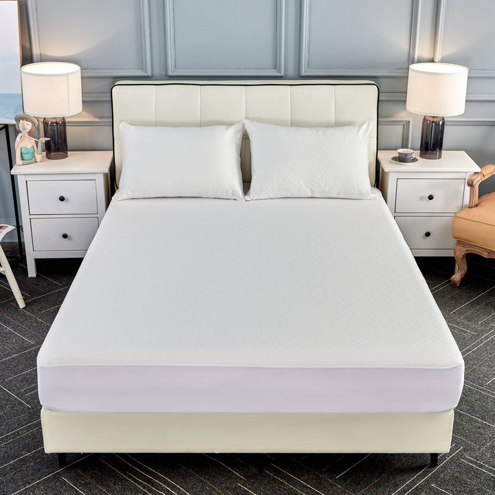 King Waterproof Mattress Protector in White Tencel Fabric - DLB Furniture