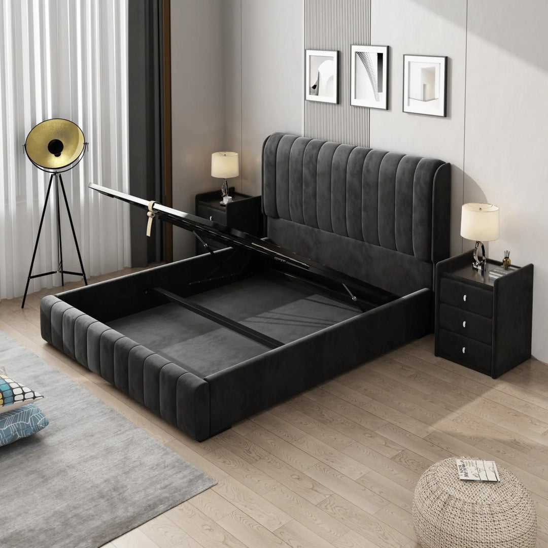 Europa Luxury Velvet Beige King Bed Frame - DLB Furniture