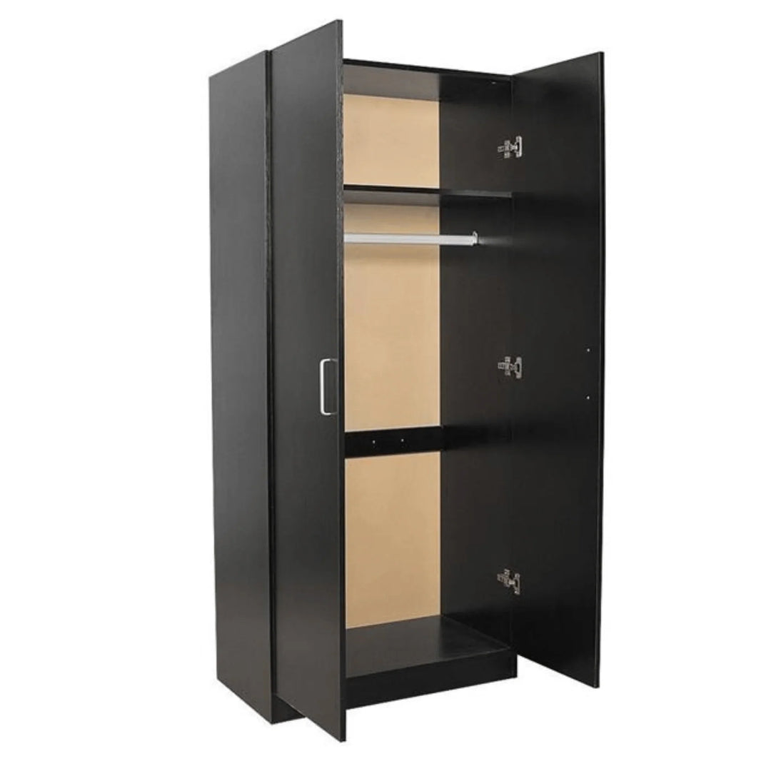 Beli 2 Door Hanging Black Wardrobe - DLB Furniture