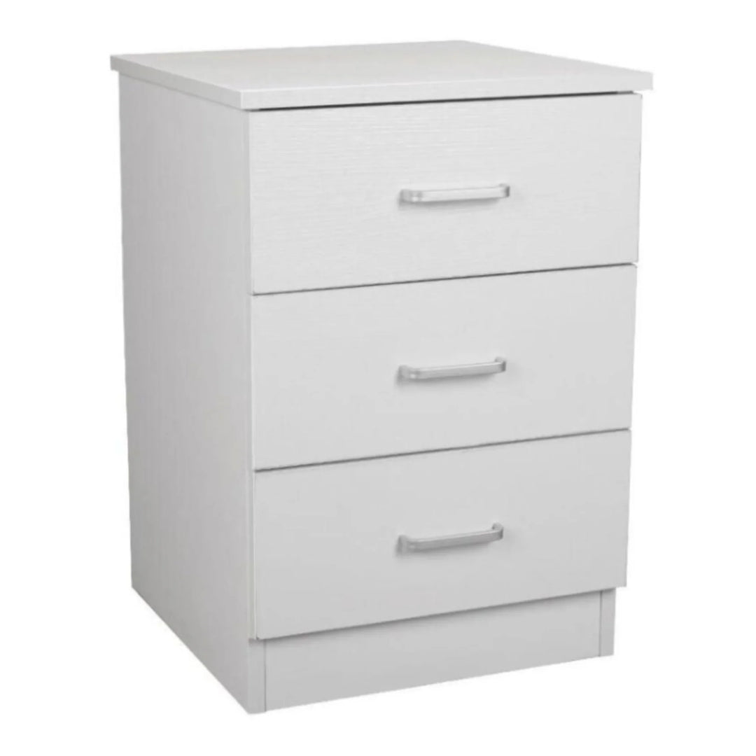 Beli 3 Drawers Bedside Table - White - DLB Furniture