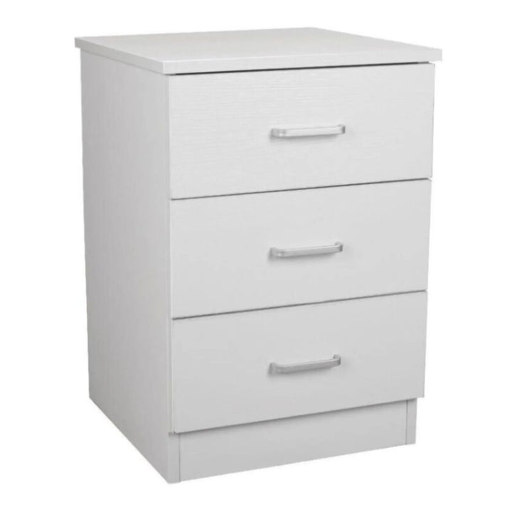 Beli 3 Drawers Bedside Table - White - DLB Furniture