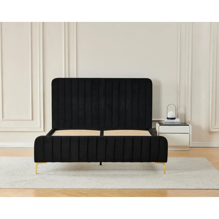 Rara Black Velvet Bed Frame Double - DLB Furniture