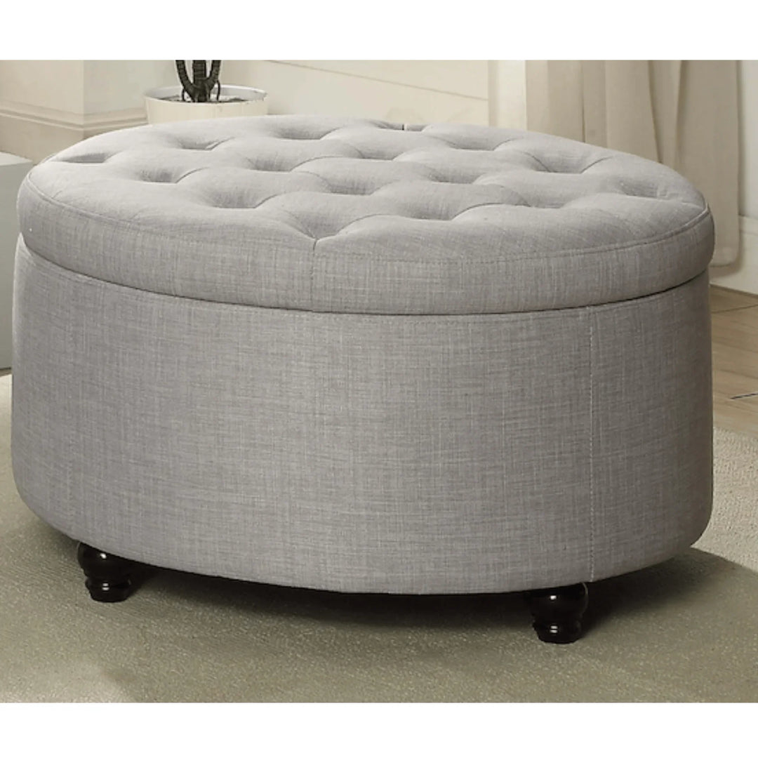 Round Storage Ottoman Light Grey - DLB Furniture