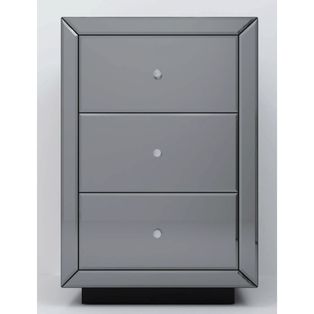 Marie Smoke Grey Mirrored Bedside Table - DLB Furniture