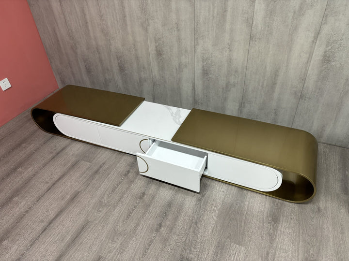 Belinda Extendable Low Line TV Unit Brushed Gold