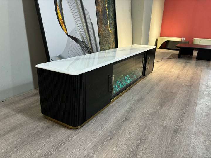 Arcadia Luxury LED Fireplace TV unit super crystalline stone - DLB Furniture