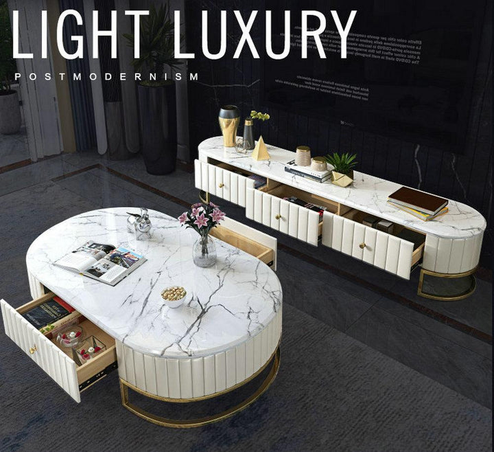 Cloudy Marble Top TV Unit