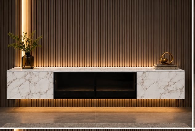 Marbella Luxe 2m Wall-Mounted TV Unit White