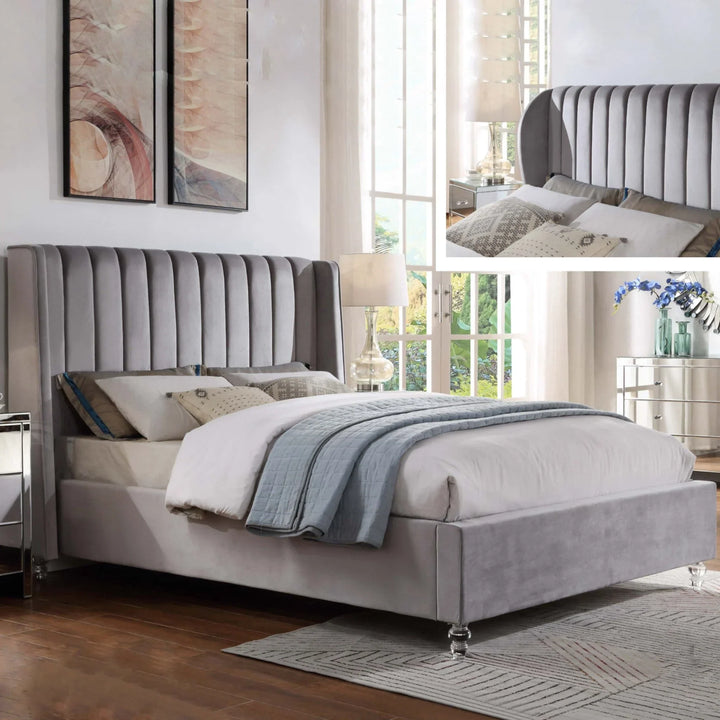 Belair Velvet Queen Bed Frame - DLB Furniture