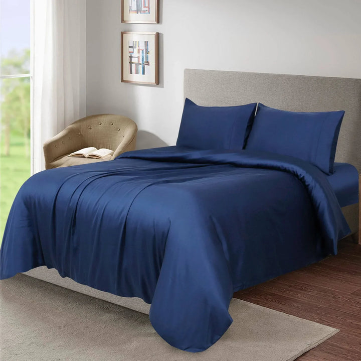 TENCEL™ 100% Lyocell Fibre Quilt Cover Set Queen Blue - DLB Furniture