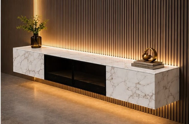 Marbella Luxe 2m Wall-Mounted TV Unit White