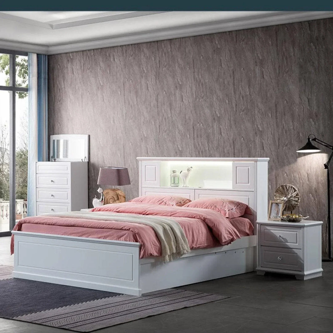 Vinci Ivory White Double Bed - DLB Furniture