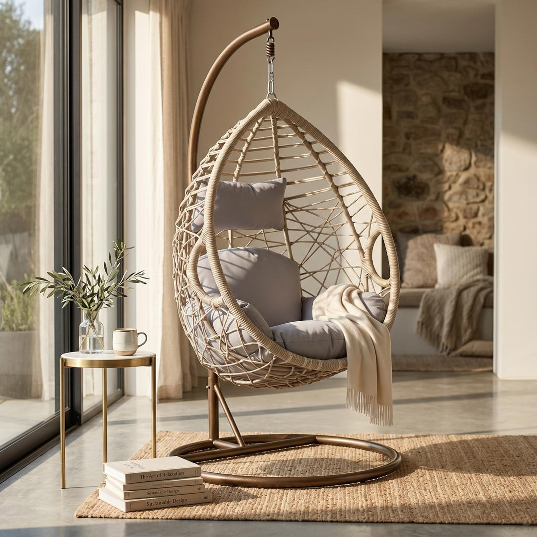 Santorini Hanging Egg Chair with Cushions