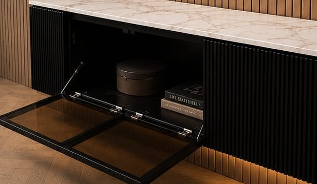 Marbella Luxe 2m Wall-Mounted TV Unit Black