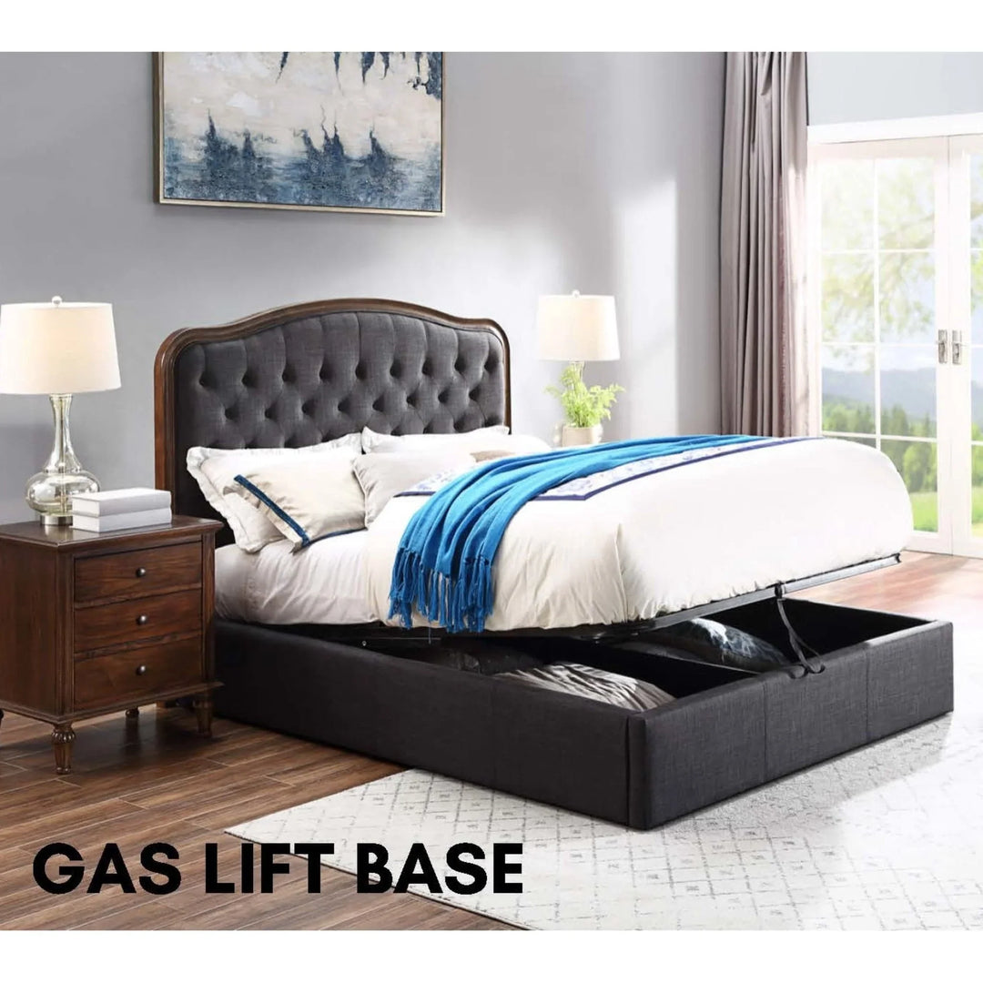Jasmine Queen Upholstered Bed with Wooden Frame - DLB Furniture