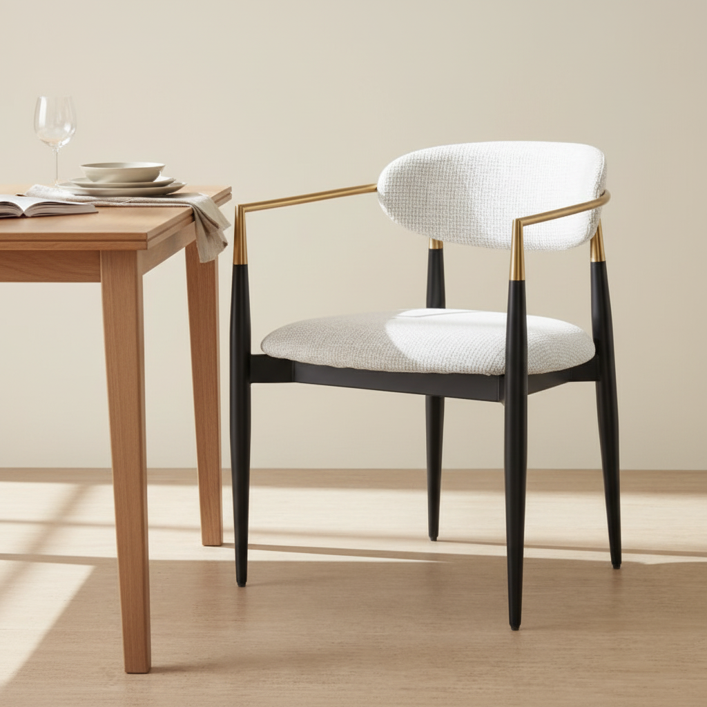 Sienna White Fabric Dining Chair – White