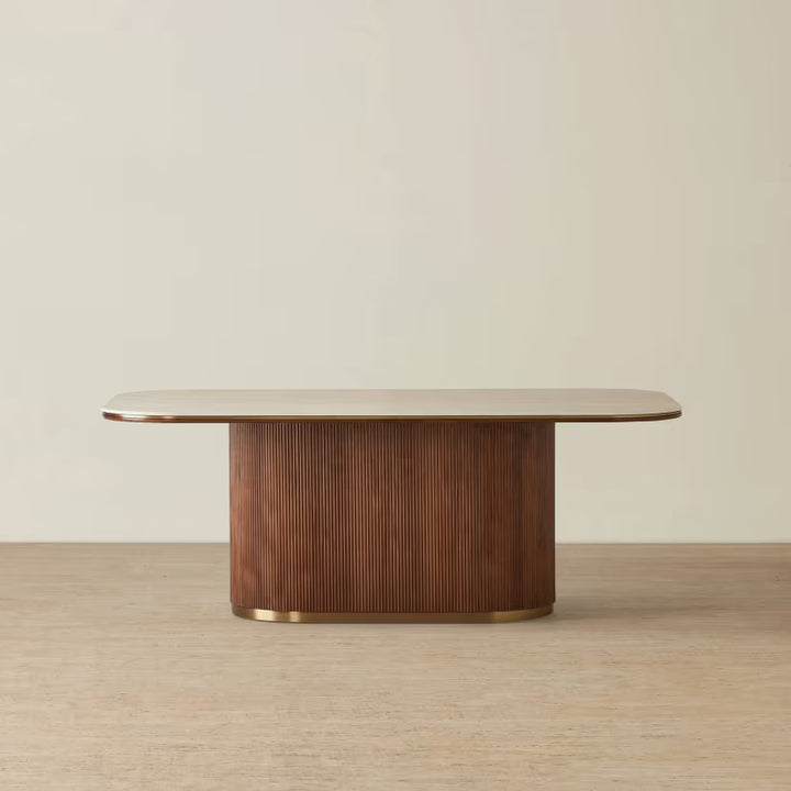 Arcadia Luxury dining table with base storage Brown