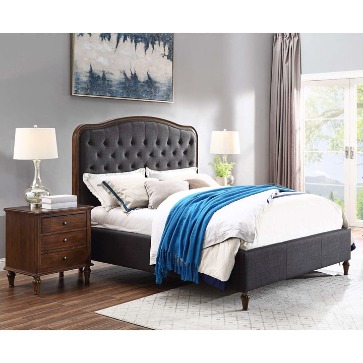 Jasmine Queen Upholstered Bed with Wooden Frame - DLB Furniture