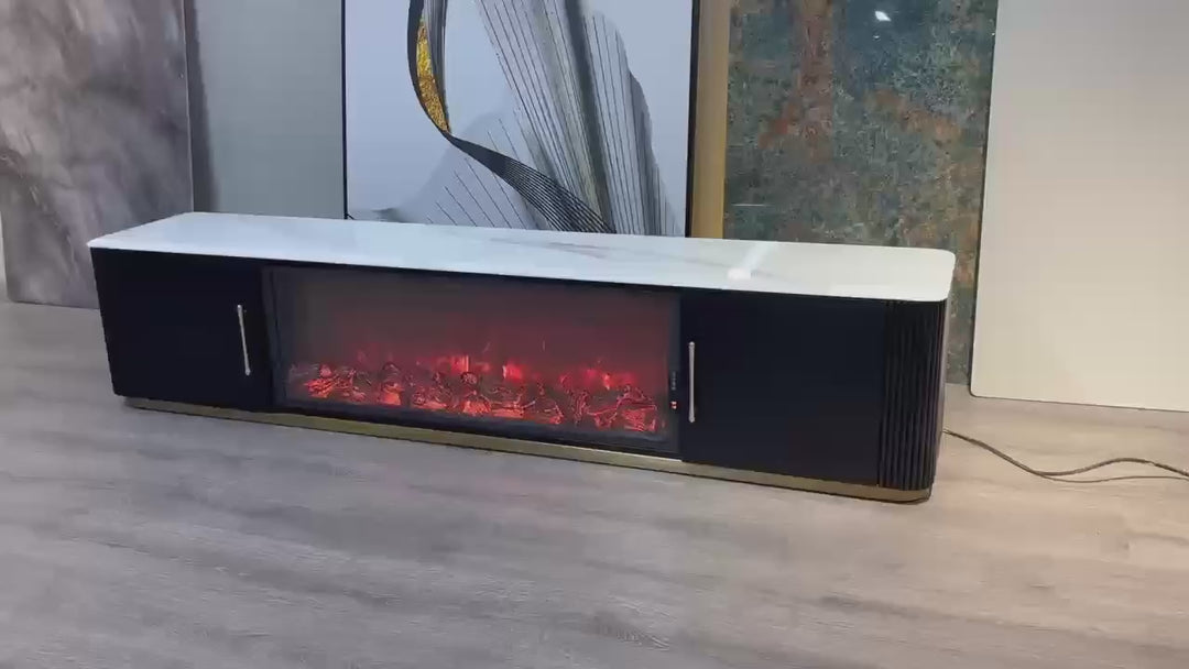 Arcadia Luxury LED Fireplace TV unit super crystalline stone