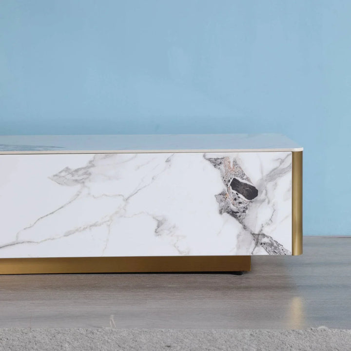 Catalyst TV Unit Marbella White sintered stone white TV unit - DLB Furniture