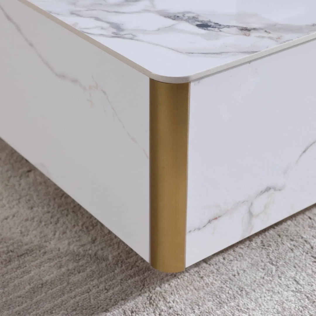 Catalyst TV Unit Marbella White sintered stone white TV unit - DLB Furniture