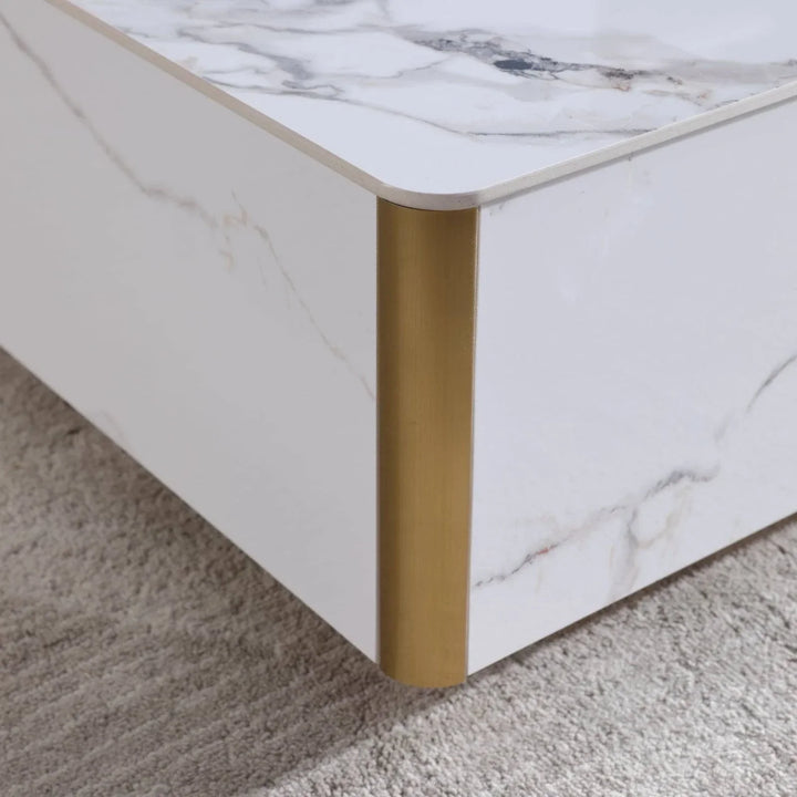 Catalyst TV Unit Marbella White sintered stone white TV unit - DLB Furniture