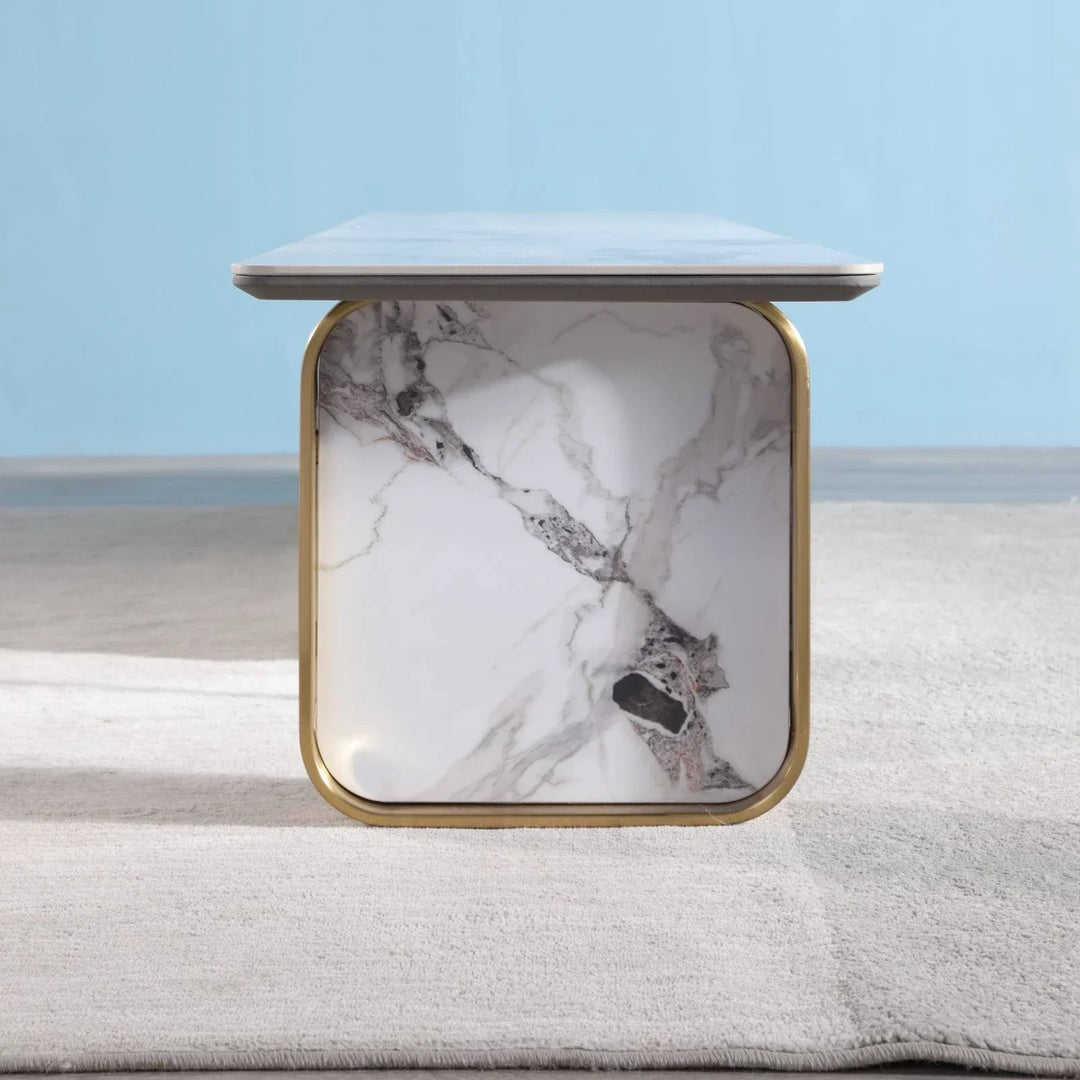 Catalyst TV Unit Marbella White sintered stone white TV unit - DLB Furniture